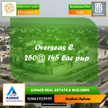 Residential Plot for Sale in Overseas C -  Bahria Town, Lahore - (BP-282740)