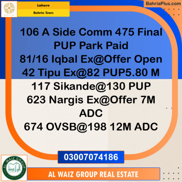Residential Plot for Sale in Bahria Town, Lahore - (BP-282748)