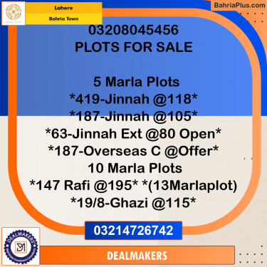 Residential Plot for Sale in Bahria Town, Lahore - (BP-282768)