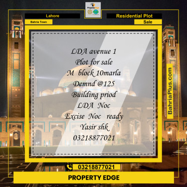 Residential Plot for Sale in Bahria Town, Lahore - (BP-282773)