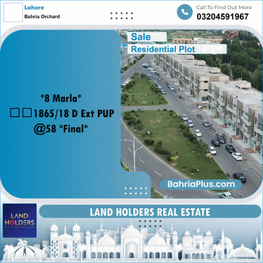8 Marla Residential Plot for Sale in Bahria Orchard, Lahore - (BP-282794)