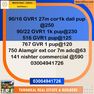 1 Kanal Residential Plot for Sale in Golf Phase 1 -  Bahria Town, Lahore - (BP-282799)