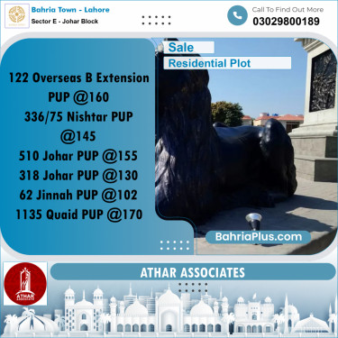10 Marla Residential Plot for Sale in Sector E - Johar Block -  Bahria Town, Lahore - (BP-282825)