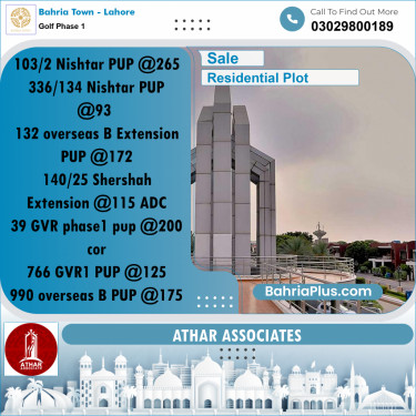 10 Marla Residential Plot for Sale in Golf Phase 1 -  Bahria Town, Lahore - (BP-282826)