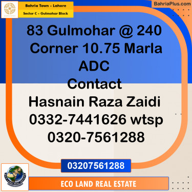 10.75 Marla Residential Plot for Sale in Sector C - Gulmohar Block -  Bahria Town, Lahore - (BP-282853)