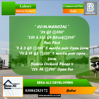 Commercial Plot for Sale in Bahria Orchard, Lahore - (BP-282961)