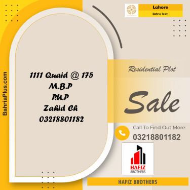 10 Marla Residential Plot for Sale in Bahria Town, Lahore - (BP-282962)