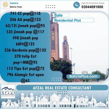 Residential Plot for Sale in Bahria Town, Lahore - (BP-282982)