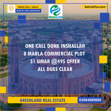 8 Marla Commercial Plot for Sale in Sector B - Umer Commercial -  Bahria Town, Lahore - (BP-282989)