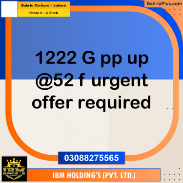 5 Marla Residential Plot for Sale in Phase 2 - G Block -  Bahria Orchard, Lahore - (BP-282990)