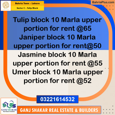 10 Marla Residential House for Rent in Sector C - Tulip Block -  Bahria Town, Lahore - (BP-283160)