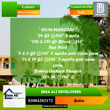 Commercial Plot for Sale in Bahria Orchard, Lahore - (BP-283177)