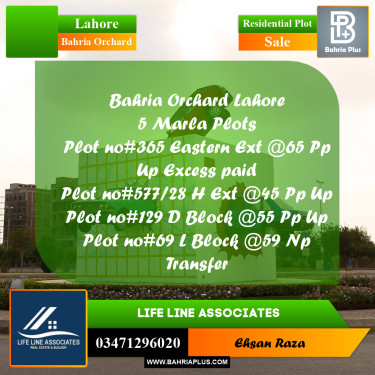 5 Marla Residential Plot for Sale in Bahria Orchard, Lahore - (BP-283232)