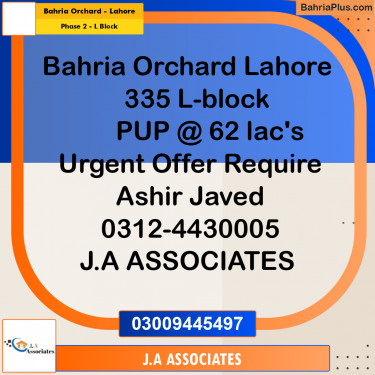 5 Marla Residential Plot for Sale in Phase 2 - L Block -  Bahria Orchard, Lahore - (BP-283249)