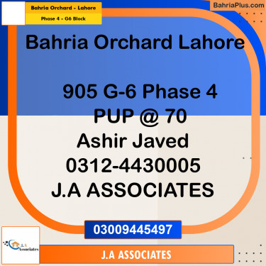 10 Marla Residential Plot for Sale in Phase 4 - G6 Block -  Bahria Orchard, Lahore - (BP-283259)