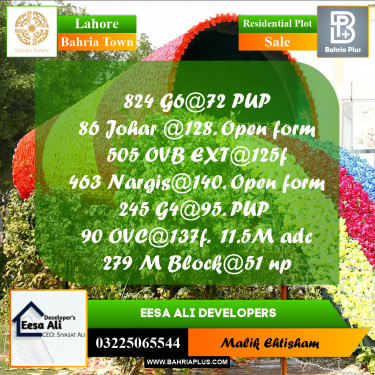 Residential Plot for Sale in Bahria Town, Lahore - (BP-283282)