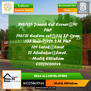 Residential Plot for Sale in Bahria Town, Lahore - (BP-283283)