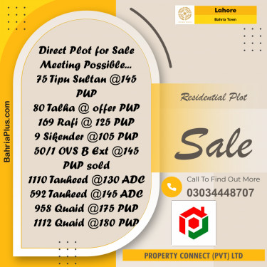 Residential Plot for Sale in Bahria Town, Lahore - (BP-283290)
