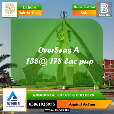 10 Marla Residential Plot for Sale in Bahria Town, Lahore - (BP-283295)