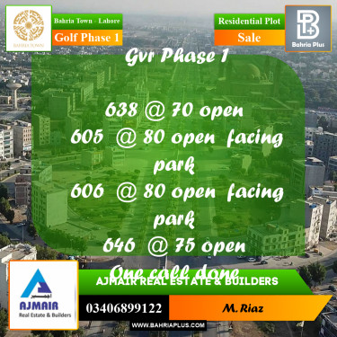 5 Marla Residential Plot for Sale in Golf Phase 1 -  Bahria Town, Lahore - (BP-283377)