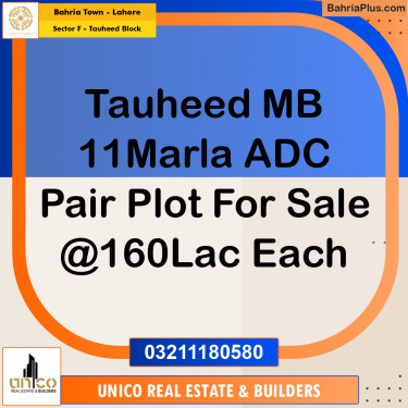 11 Marla Residential Plot for Sale in Sector F - Tauheed Block -  Bahria Town, Lahore - (BP-283409)