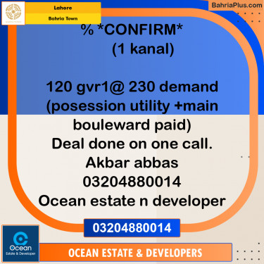 Residential Plot for Sale in Bahria Town, Lahore - (BP-283480)