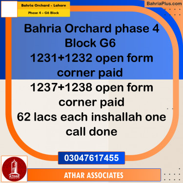 10 Marla Residential Plot for Sale in Phase 4 - G6 Block -  Bahria Orchard, Lahore - (BP-283483)