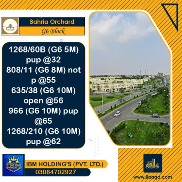 8 Marla Residential Plot for Sale in Phase 4 - G6 Block -  Bahria Orchard, Lahore - (BP-283521)