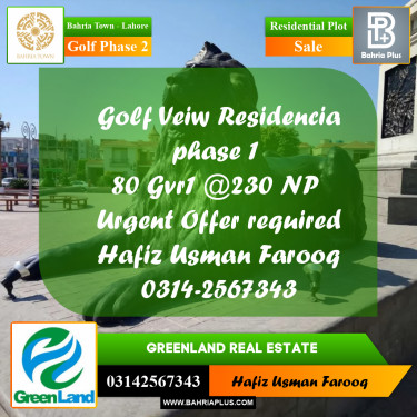 1 Kanal Residential Plot for Sale in Golf Phase 2 -  Bahria Town, Lahore - (BP-283537)