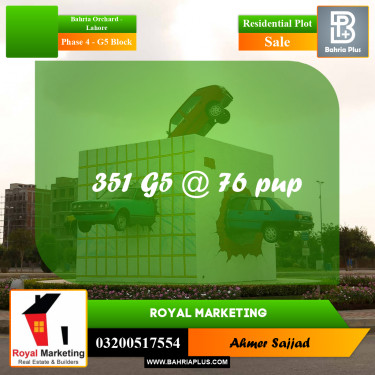 Residential Plot for Sale in Phase 4 - G5 Block -  Bahria Orchard, Lahore - (BP-283540)