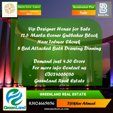 12.5 Marla Residential Plot for Sale in Sector C - Gulbahar Block -  Bahria Town, Lahore - (BP-283606)