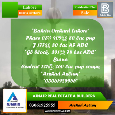 Residential Plot for Sale in Bahria Orchard, Lahore - (BP-283613)