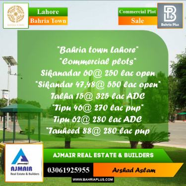 Commercial Plot for Sale in Bahria Town, Lahore - (BP-283614)