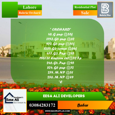 Residential Plot for Sale in Bahria Orchard, Lahore - (BP-283685)