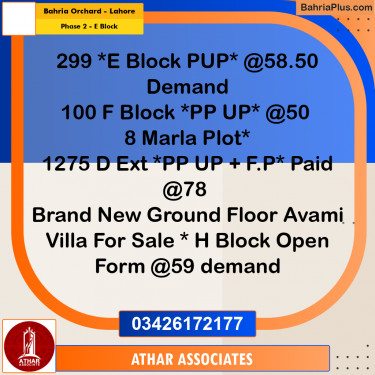 5 Marla Residential Plot for Sale in Phase 2 - E Block -  Bahria Orchard, Lahore - (BP-283766)
