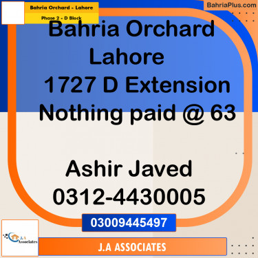 8 Marla Residential Plot for Sale in Phase 2 - D Block -  Bahria Orchard, Lahore - (BP-283772)