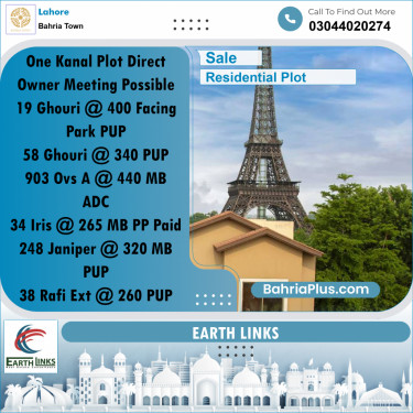 1 Kanal Residential Plot for Sale in Bahria Town, Lahore - (BP-283782)