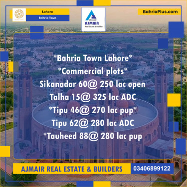 5 Marla Commercial Plot for Sale in Bahria Town, Lahore - (BP-283802)