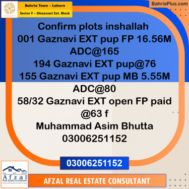 5 Marla Residential Plot for Sale in Sector F - Ghaznavi Ext. Block -  Bahria Town, Lahore - (BP-283890)