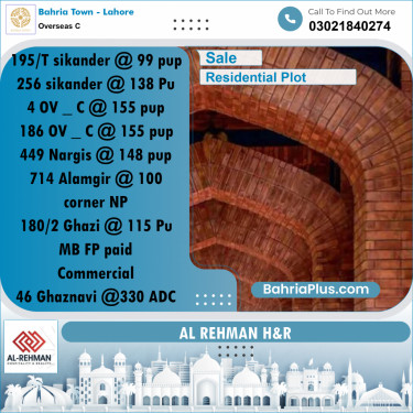 10 Marla Residential Plot for Sale in Overseas C -  Bahria Town, Lahore - (BP-283925)