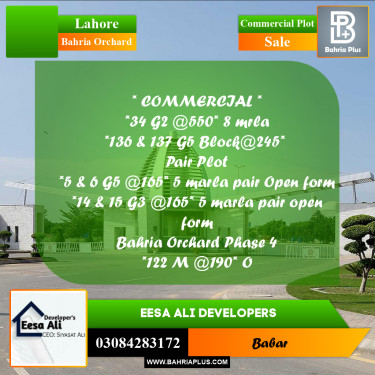 Commercial Plot for Sale in Bahria Orchard, Lahore - (BP-283959)