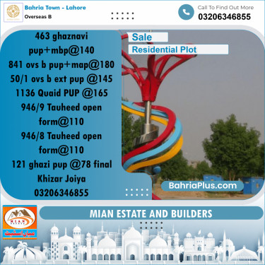 10 Marla Residential Plot for Sale in Overseas B -  Bahria Town, Lahore - (BP-283972)