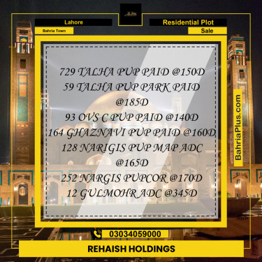 Residential Plot for Sale in Bahria Town, Lahore - (BP-284003)