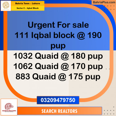 10 Marla Residential Plot for Sale in Sector E - Iqbal Block -  Bahria Town, Lahore - (BP-284080)
