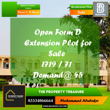 5 Marla Residential Plot for Sale in Phase 2 - D Block -  Bahria Orchard, Lahore - (BP-284082)