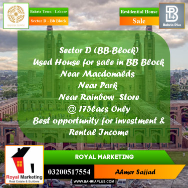 5 Marla Residential House for Sale in Sector D - BB Block -  Bahria Town, Lahore - (BP-284087)