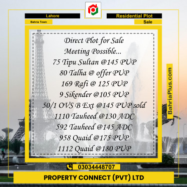 Residential Plot for Sale in Bahria Town, Lahore - (BP-284112)