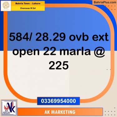 1 Kanal Residential Plot for Sale in Overseas B Ext -  Bahria Town, Lahore - (BP-284137)