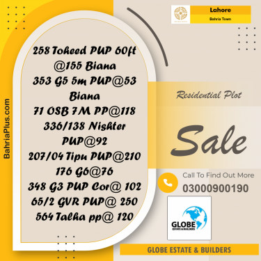 Residential Plot for Sale in Bahria Town, Lahore - (BP-284210)