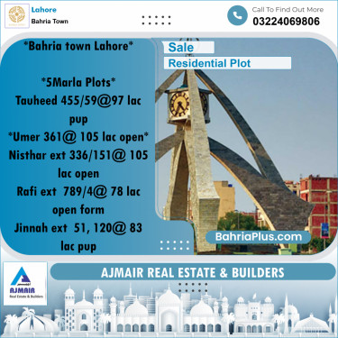 Residential Plot for Sale in Bahria Town, Lahore - (BP-284216)
